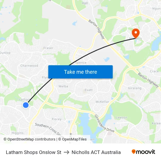 Latham Shops Onslow St to Nicholls ACT Australia map