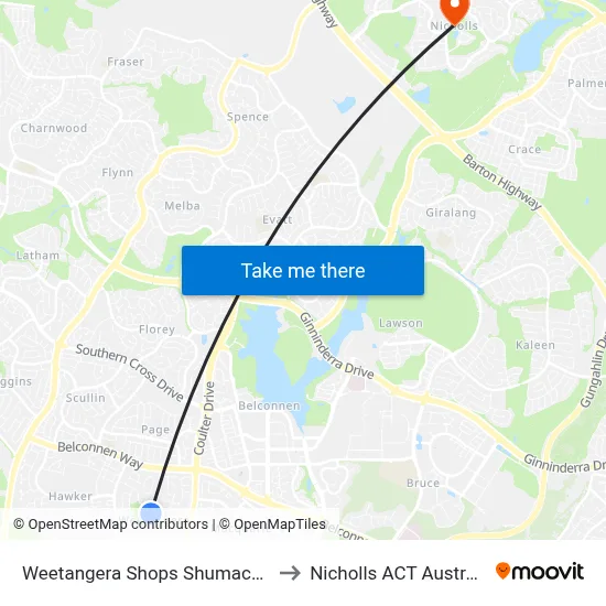 Weetangera Shops Shumack St to Nicholls ACT Australia map