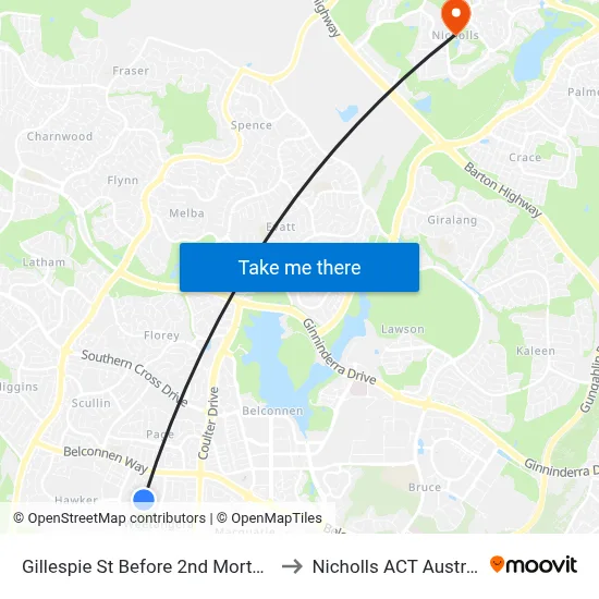 Gillespie St Before 2nd Morton St to Nicholls ACT Australia map