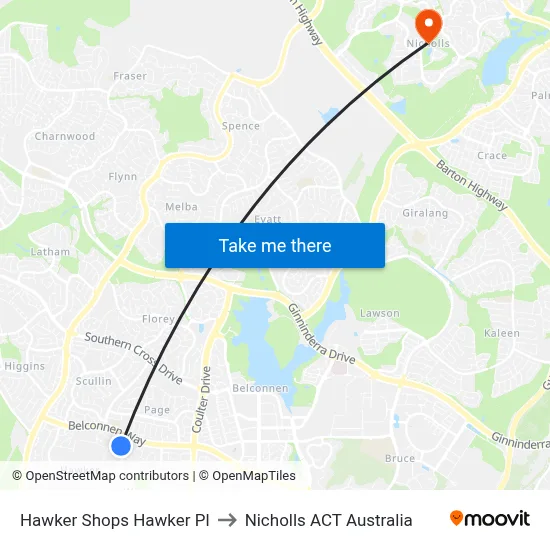 Hawker Shops Hawker Pl to Nicholls ACT Australia map