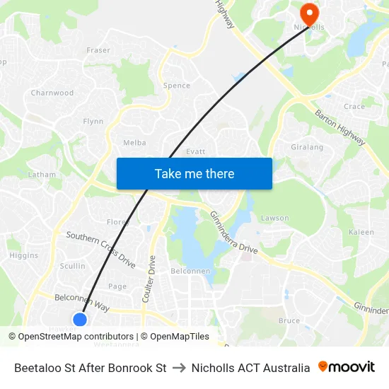 Beetaloo St After Bonrook St to Nicholls ACT Australia map