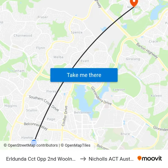 Erldunda Cct Opp 2nd Woolner Cct to Nicholls ACT Australia map