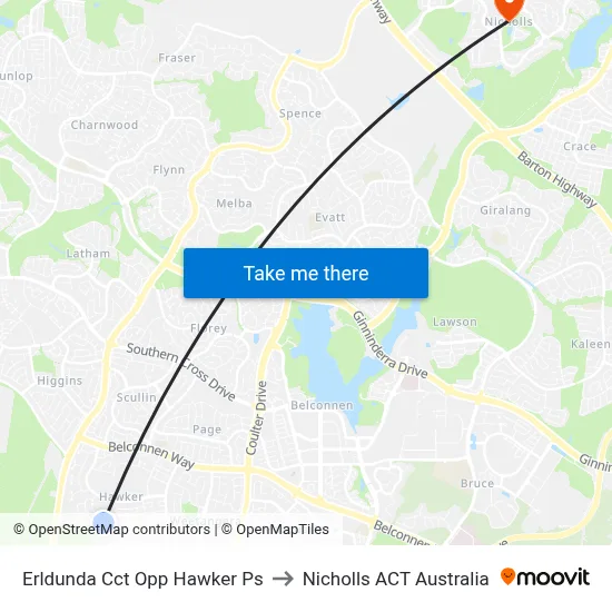 Erldunda Cct Opp Hawker Ps to Nicholls ACT Australia map