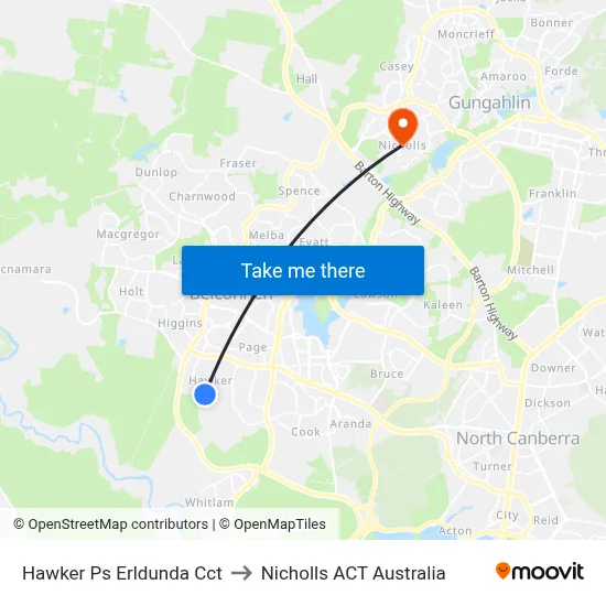 Hawker Ps Erldunda Cct to Nicholls ACT Australia map