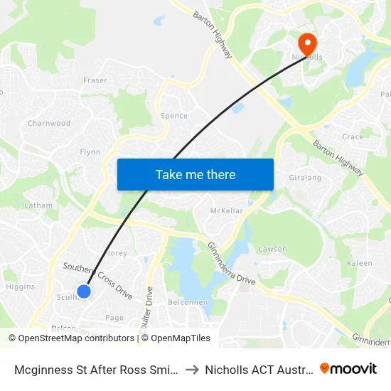 Mcginness St After Ross Smith Cr to Nicholls ACT Australia map