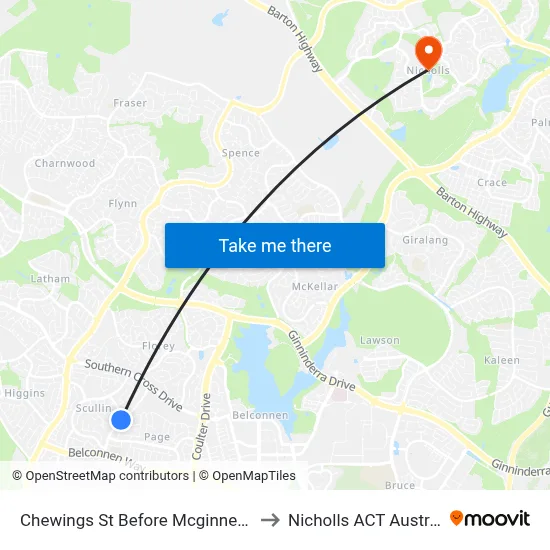Chewings St Before Mcginness St to Nicholls ACT Australia map