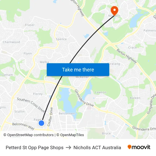 Petterd St Opp Page Shops to Nicholls ACT Australia map