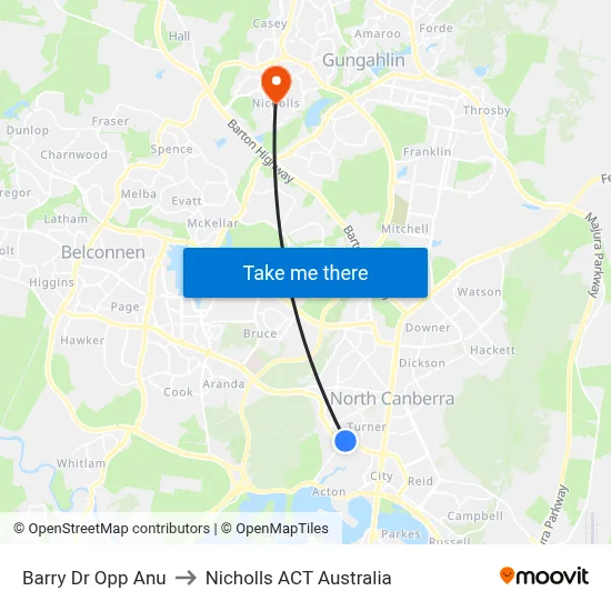 Barry Dr Opp Anu to Nicholls ACT Australia map
