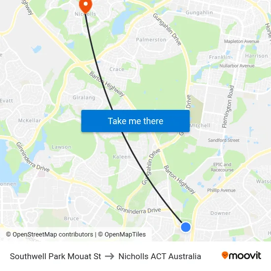 Southwell Park Mouat St to Nicholls ACT Australia map
