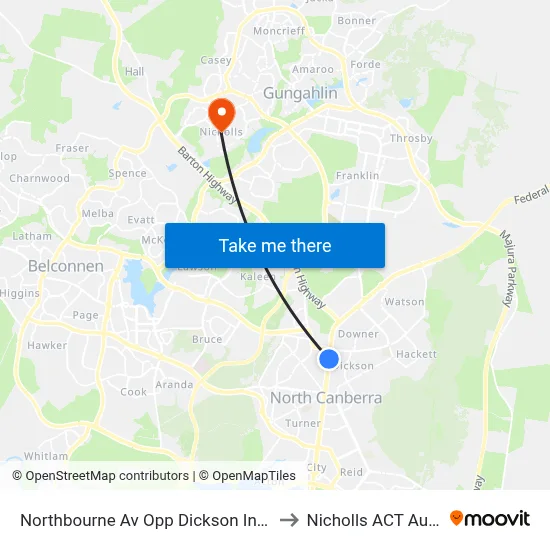 Northbourne Av Opp Dickson Interchange to Nicholls ACT Australia map