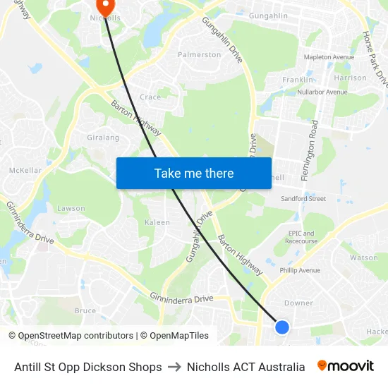 Antill St Opp Dickson Shops to Nicholls ACT Australia map