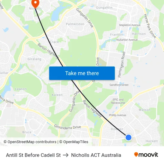 Antill St Before Cadell St to Nicholls ACT Australia map