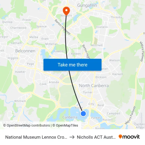 National Museum Lennox Crossing to Nicholls ACT Australia map