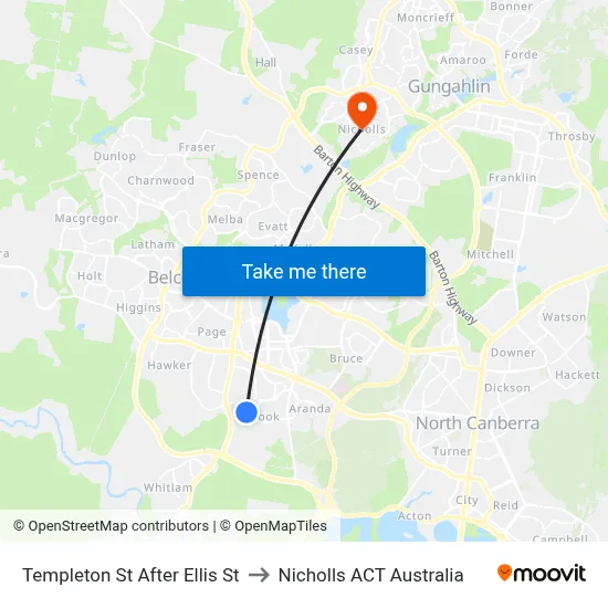 Templeton St After Ellis St to Nicholls ACT Australia map