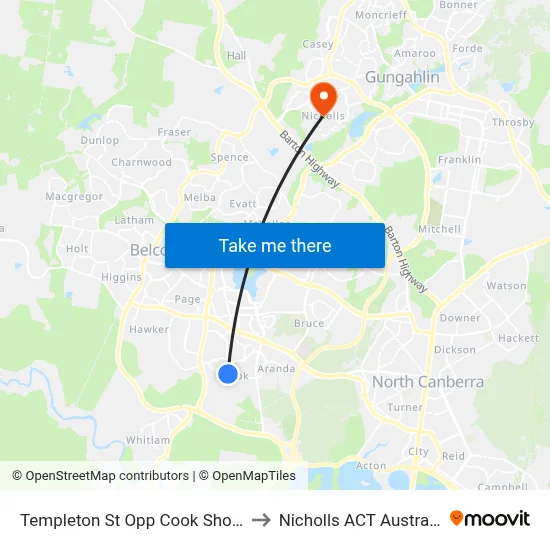 Templeton St Opp Cook Shops to Nicholls ACT Australia map