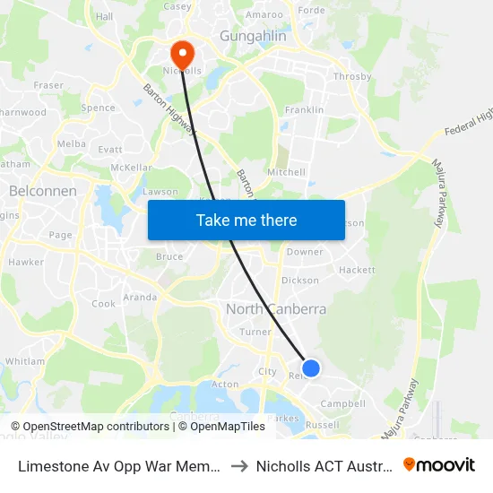 Limestone Av Opp War Memorial to Nicholls ACT Australia map