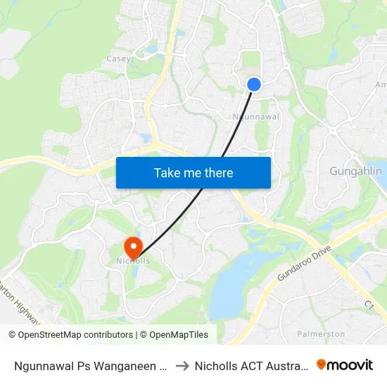 Ngunnawal Ps Wanganeen Av to Nicholls ACT Australia map