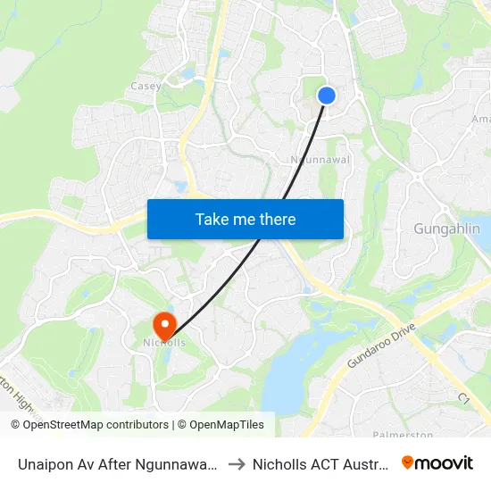 Unaipon Av After Ngunnawal Ps to Nicholls ACT Australia map