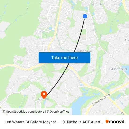 Len Waters St Before Maynard St to Nicholls ACT Australia map