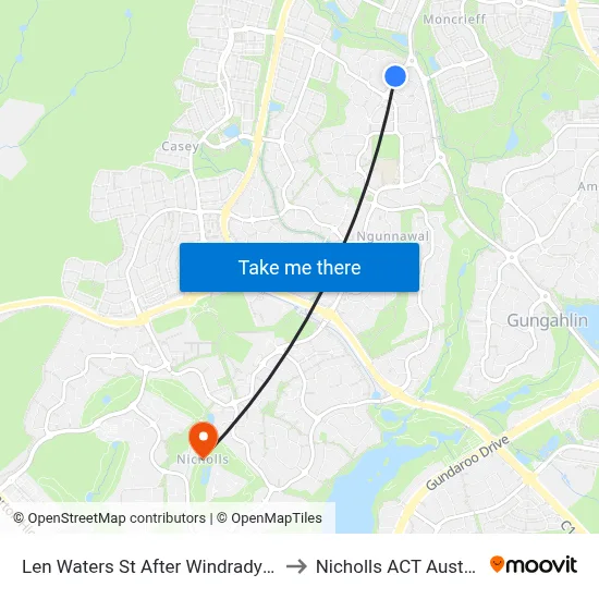 Len Waters St After Windradyne St to Nicholls ACT Australia map
