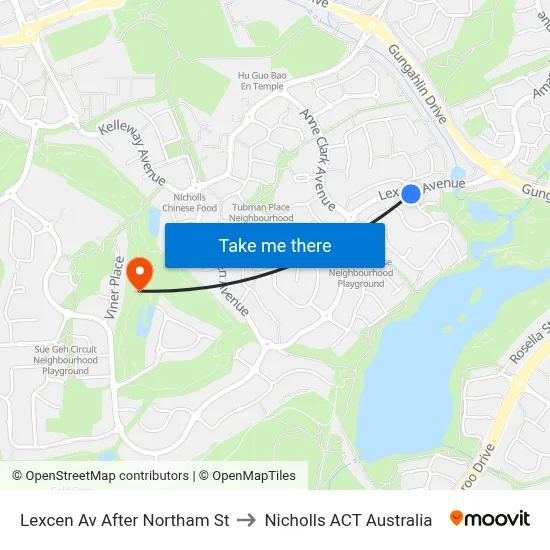 Lexcen Av After Northam St to Nicholls ACT Australia map