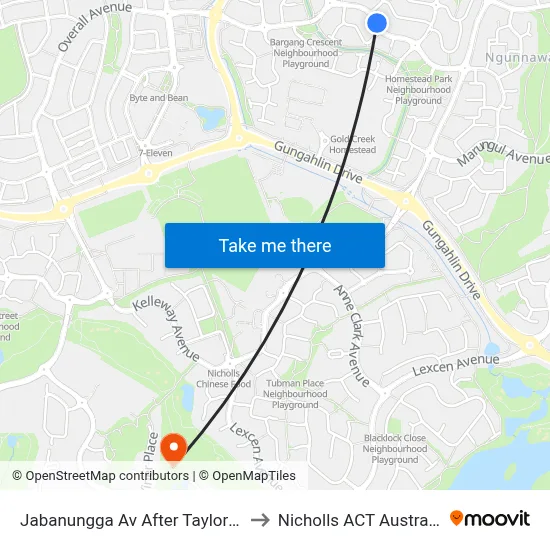 Jabanungga Av After Taylor St to Nicholls ACT Australia map