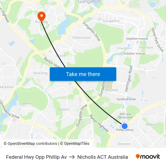 Federal Hwy Opp Phillip Av to Nicholls ACT Australia map