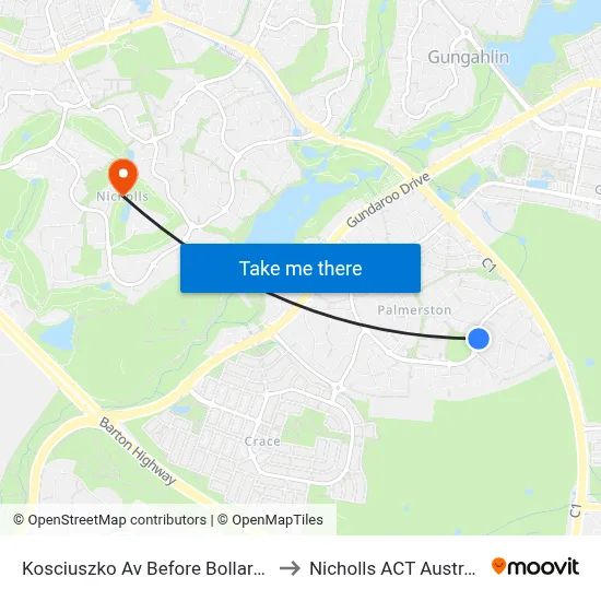 Kosciuszko Av Before Bollard St to Nicholls ACT Australia map