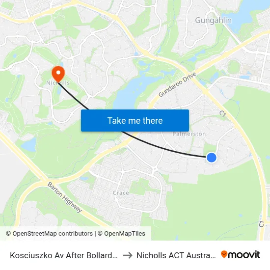Kosciuszko Av After Bollard St to Nicholls ACT Australia map