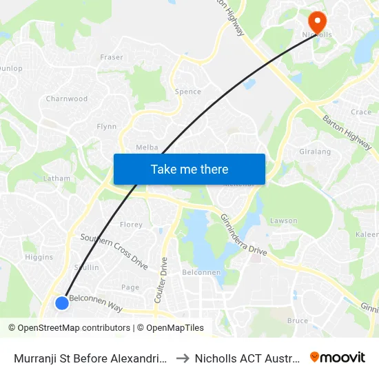 Murranji St Before Alexandria St to Nicholls ACT Australia map
