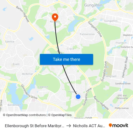 Ellenborough St Before Maribyrnong Av to Nicholls ACT Australia map