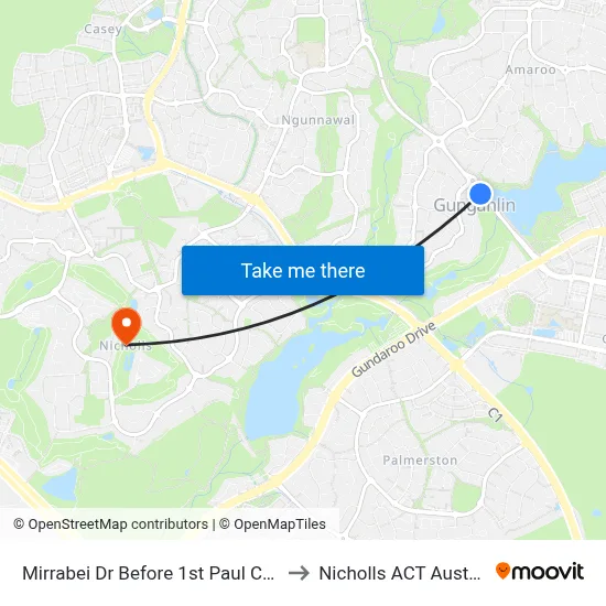 Mirrabei Dr Before 1st Paul Coe Cr to Nicholls ACT Australia map