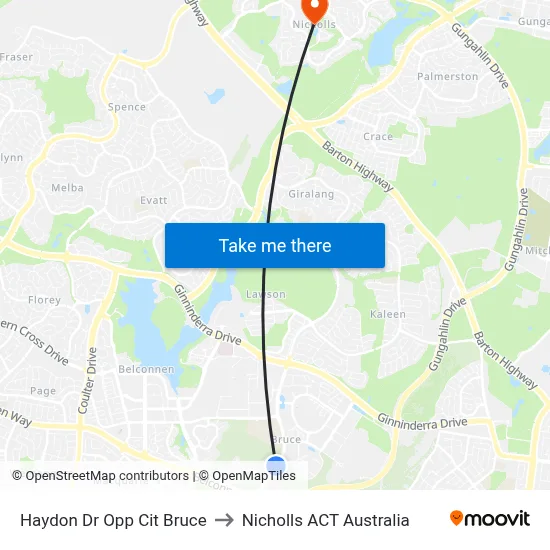 Haydon Dr Opp Cit Bruce to Nicholls ACT Australia map