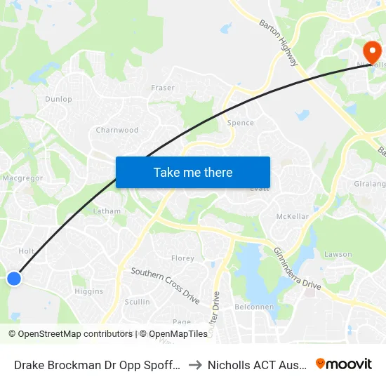 Drake Brockman Dr Opp Spofforth St to Nicholls ACT Australia map