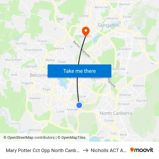 Mary Potter Cct Opp North Canberra Hospital to Nicholls ACT Australia map