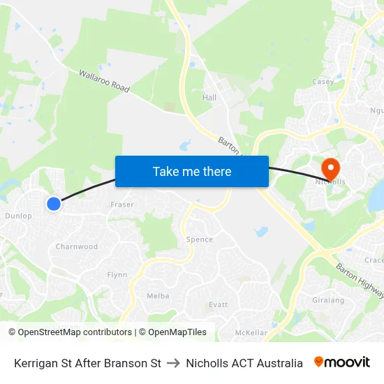 Kerrigan St After Branson St to Nicholls ACT Australia map