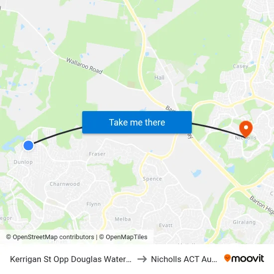 Kerrigan St Opp Douglas Waterhouse Dr to Nicholls ACT Australia map