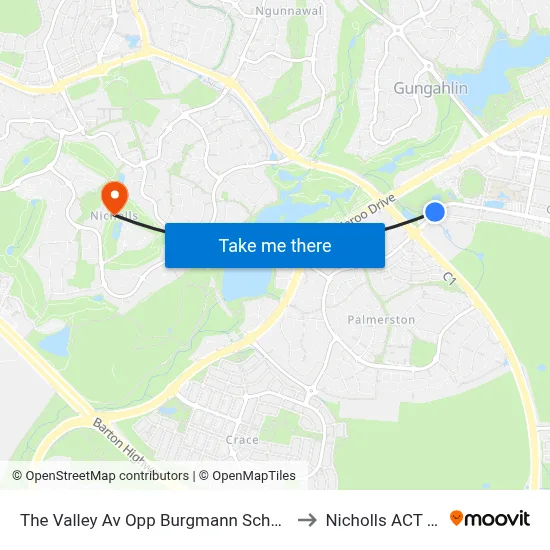 The Valley Av Opp Burgmann School Valley Campus to Nicholls ACT Australia map
