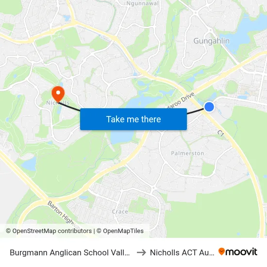 Burgmann Anglican School Valley Campus to Nicholls ACT Australia map