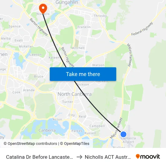 Catalina Dr Before Lancaster Pl to Nicholls ACT Australia map