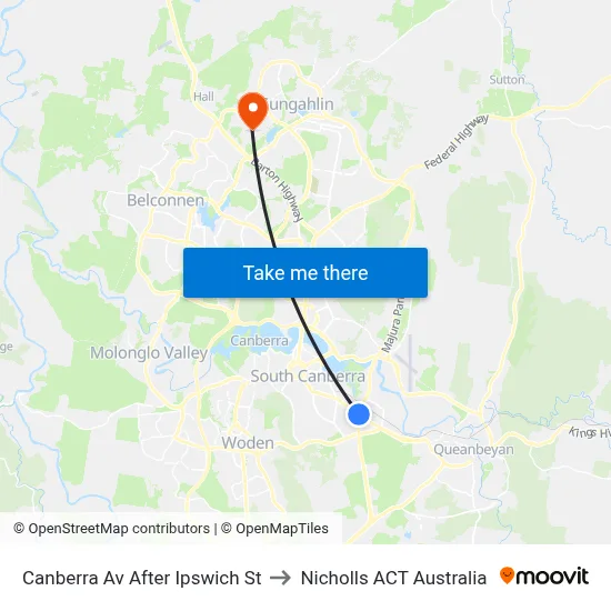 Canberra Av After Ipswich St to Nicholls ACT Australia map