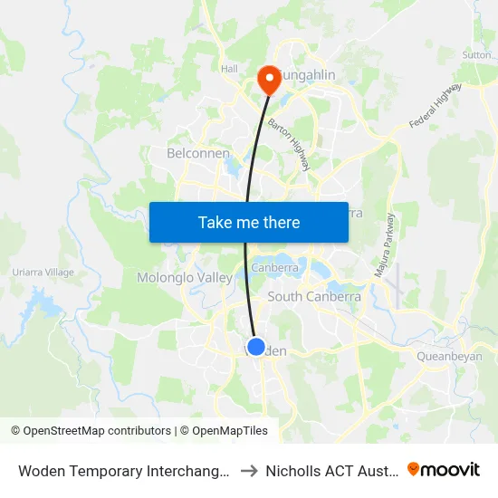 Woden Temporary Interchange Plt 5 to Nicholls ACT Australia map