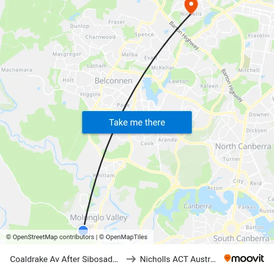 Coaldrake Av After Sibosado St to Nicholls ACT Australia map