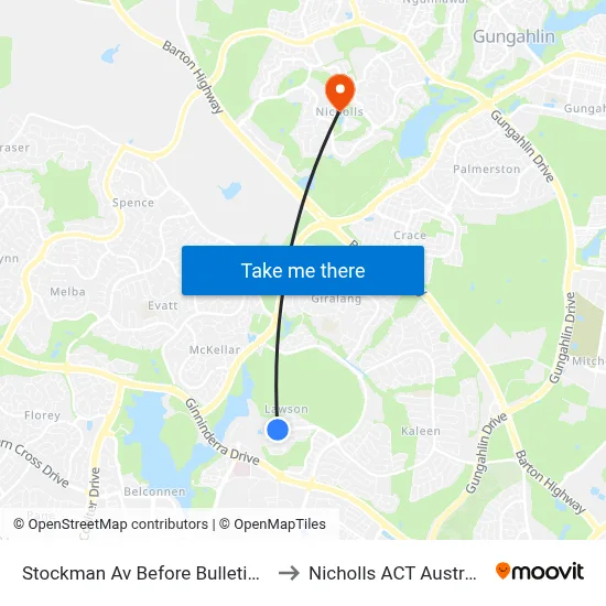 Stockman Av Before Bulletin St to Nicholls ACT Australia map