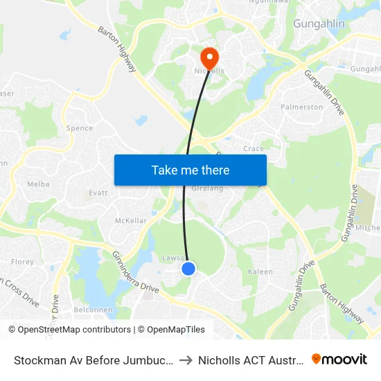 Stockman Av Before Jumbuck Cr to Nicholls ACT Australia map