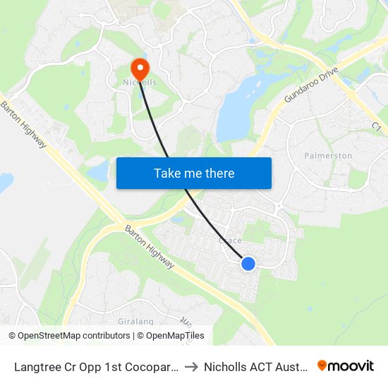 Langtree Cr Opp 1st Cocoparra Cr to Nicholls ACT Australia map