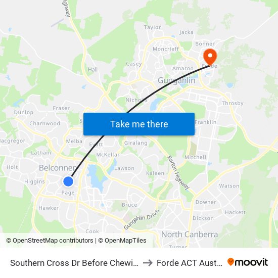 Southern Cross Dr Before Chewings St to Forde ACT Australia map