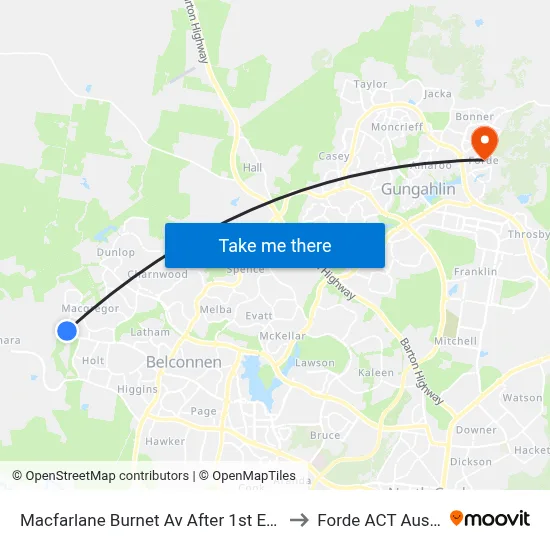 Macfarlane Burnet Av After 1st Eccles Cct to Forde ACT Australia map
