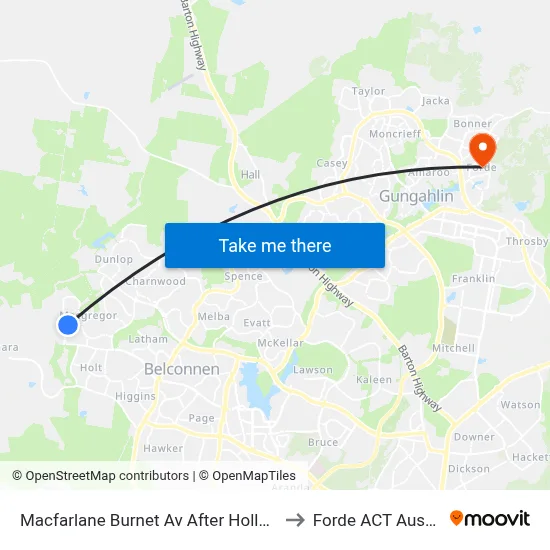 Macfarlane Burnet Av After Hollows Cct to Forde ACT Australia map