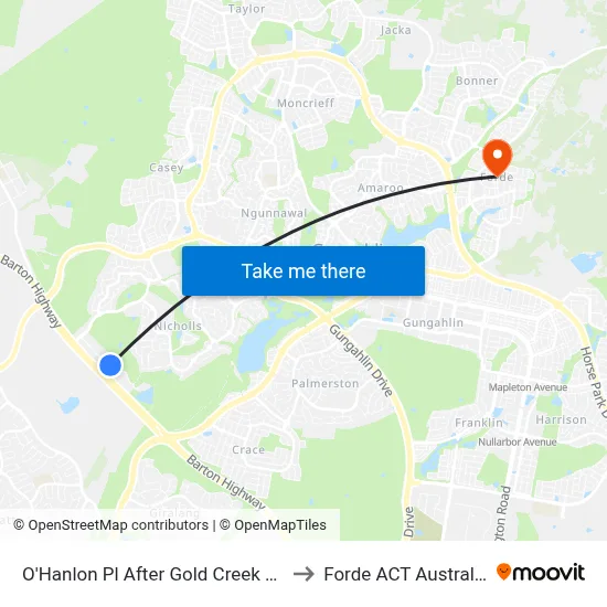 O'Hanlon Pl After Gold Creek Rd to Forde ACT Australia map